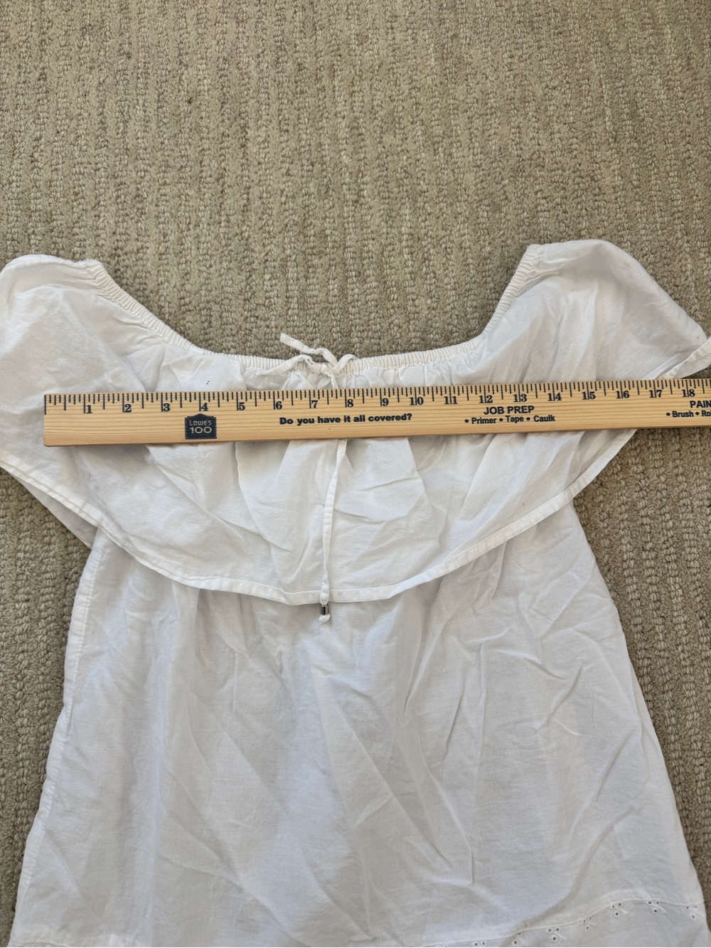 Soho White Off-Shoulder Eyelet Hem Top - Picture 3 of 6